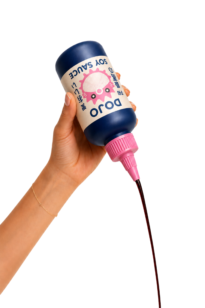 Dojo Soy Sauce bottle being poured